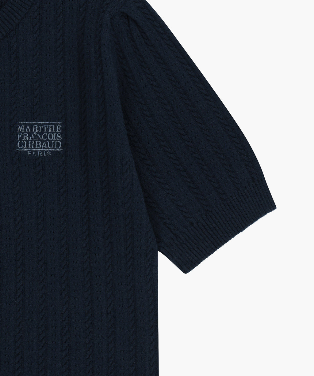 W SMALL CLASSIC LOGO HALF KNIT CARDIGAN SET UP navy