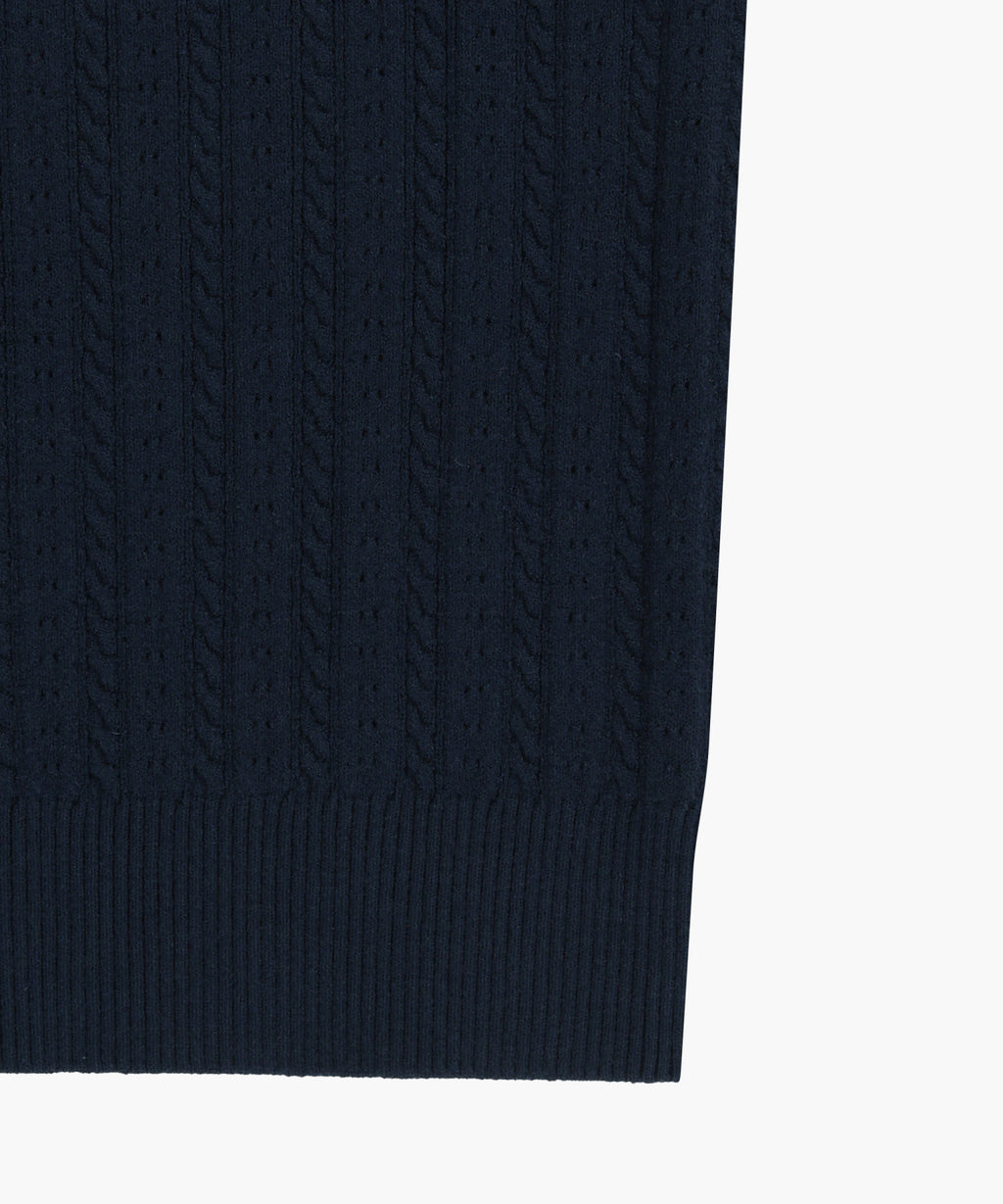 W SMALL CLASSIC LOGO HALF KNIT CARDIGAN SET UP navy