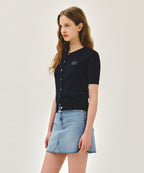 W SMALL CLASSIC LOGO HALF KNIT CARDIGAN SET UP navy