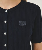 W SMALL CLASSIC LOGO HALF KNIT CARDIGAN SET UP navy