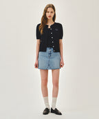 W SMALL CLASSIC LOGO HALF KNIT CARDIGAN SET UP navy