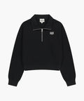 W SMALL CLASSIC LOGO HALF ZIPUP CROP SWEATSHIRT black