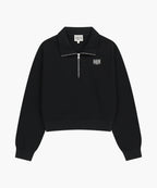 W SMALL CLASSIC LOGO HALF ZIPUP CROP SWEATSHIRT black