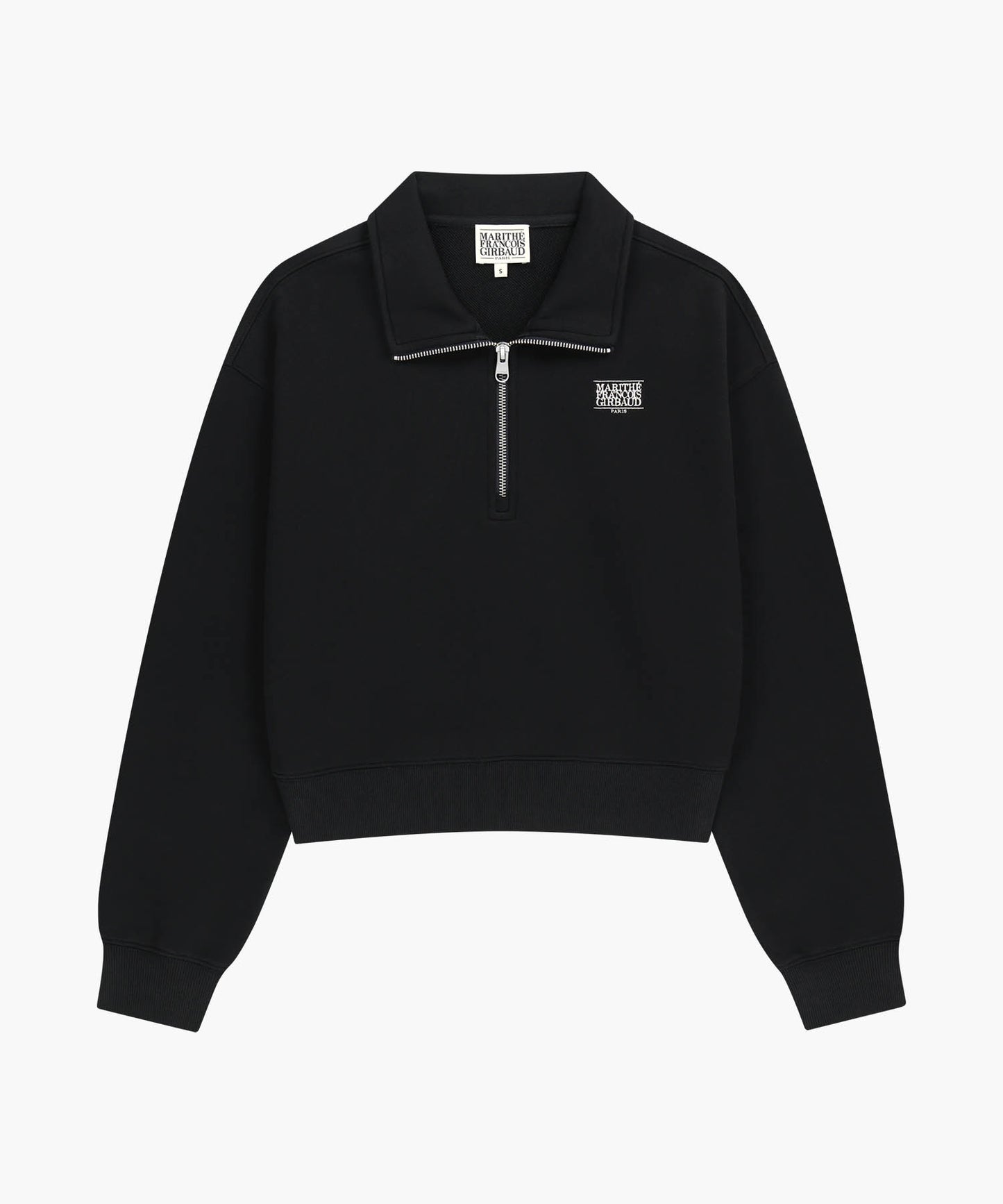 W SMALL CLASSIC LOGO HALF ZIPUP CROP SWEATSHIRT black
