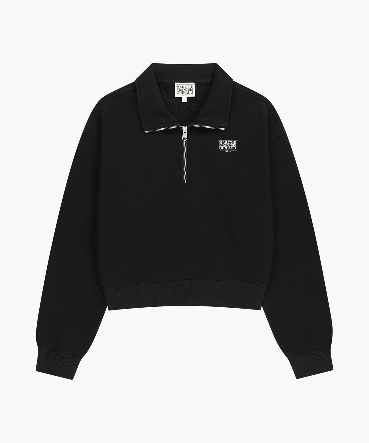 W SMALL CLASSIC LOGO HALF ZIPUP CROP SWEATSHIRT black