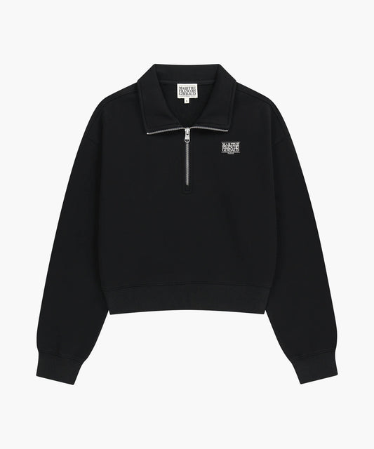W SMALL CLASSIC LOGO HALF ZIPUP CROP SWEATSHIRT black