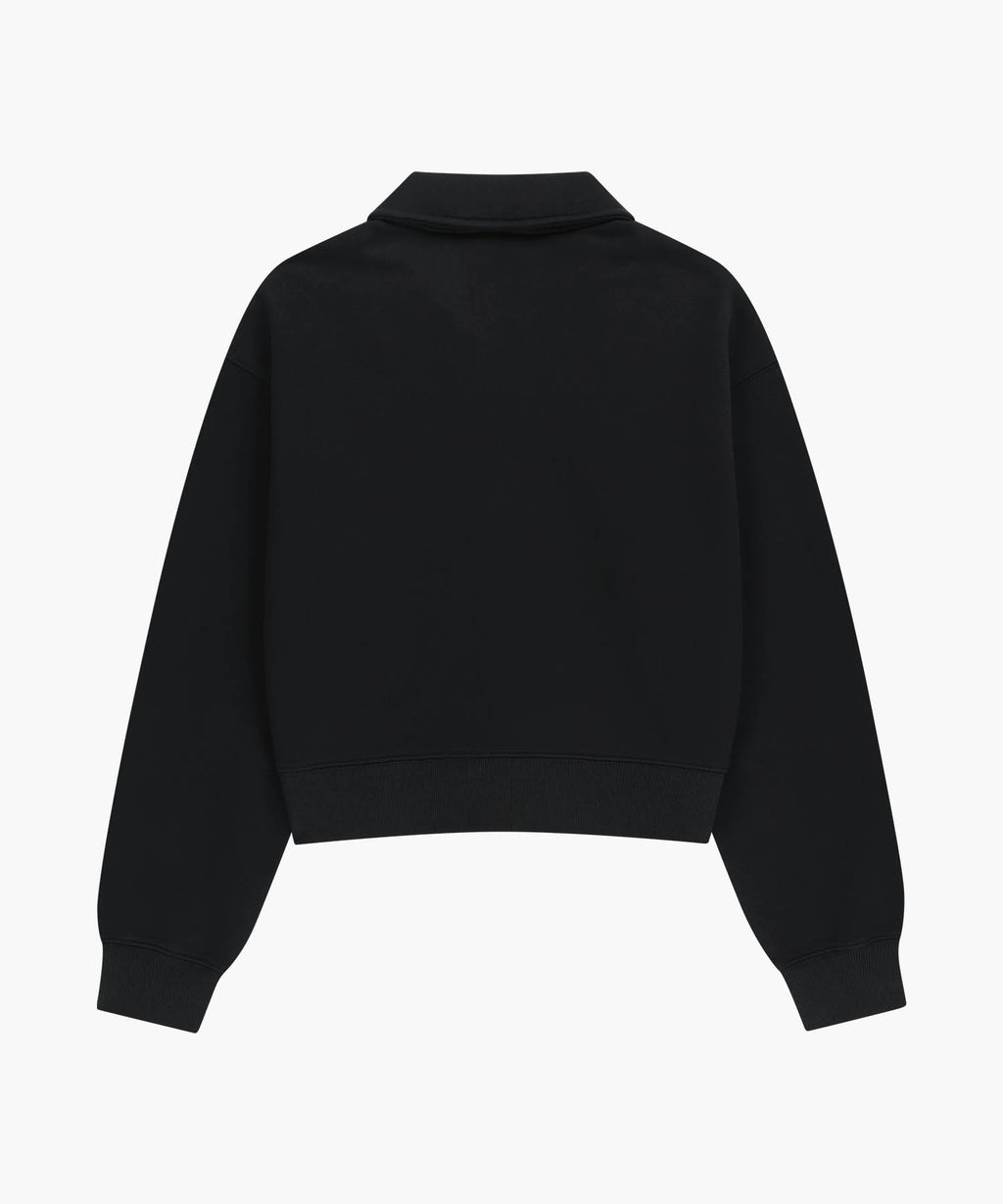 W SMALL CLASSIC LOGO HALF ZIPUP CROP SWEATSHIRT black