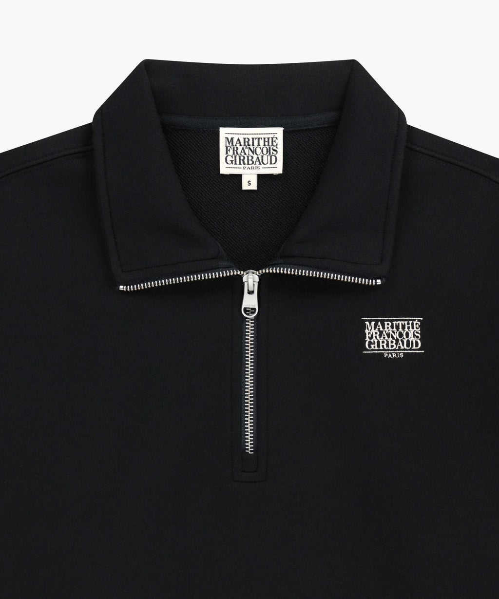 W SMALL CLASSIC LOGO HALF ZIPUP CROP SWEATSHIRT black