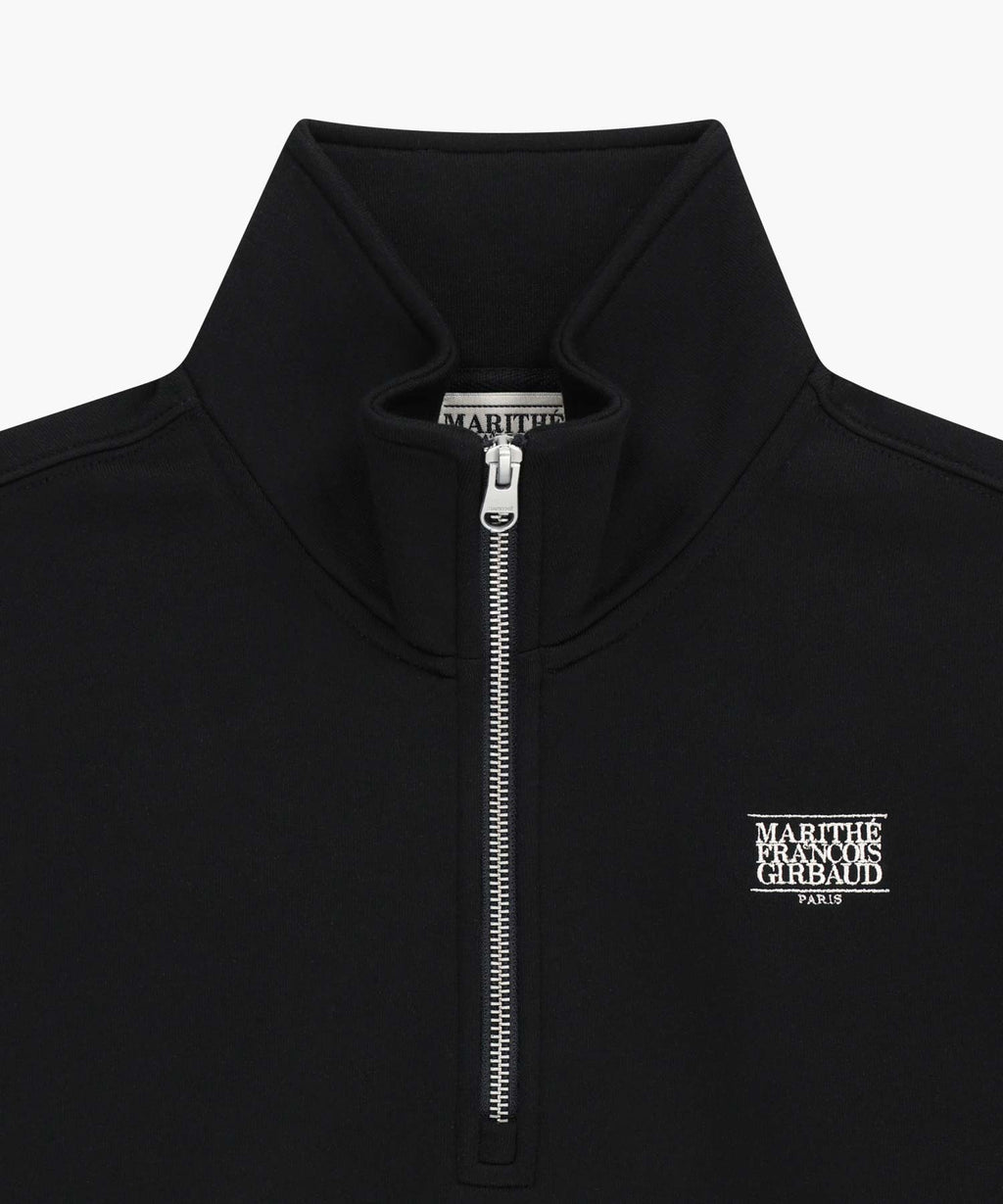 W SMALL CLASSIC LOGO HALF ZIPUP CROP SWEATSHIRT black