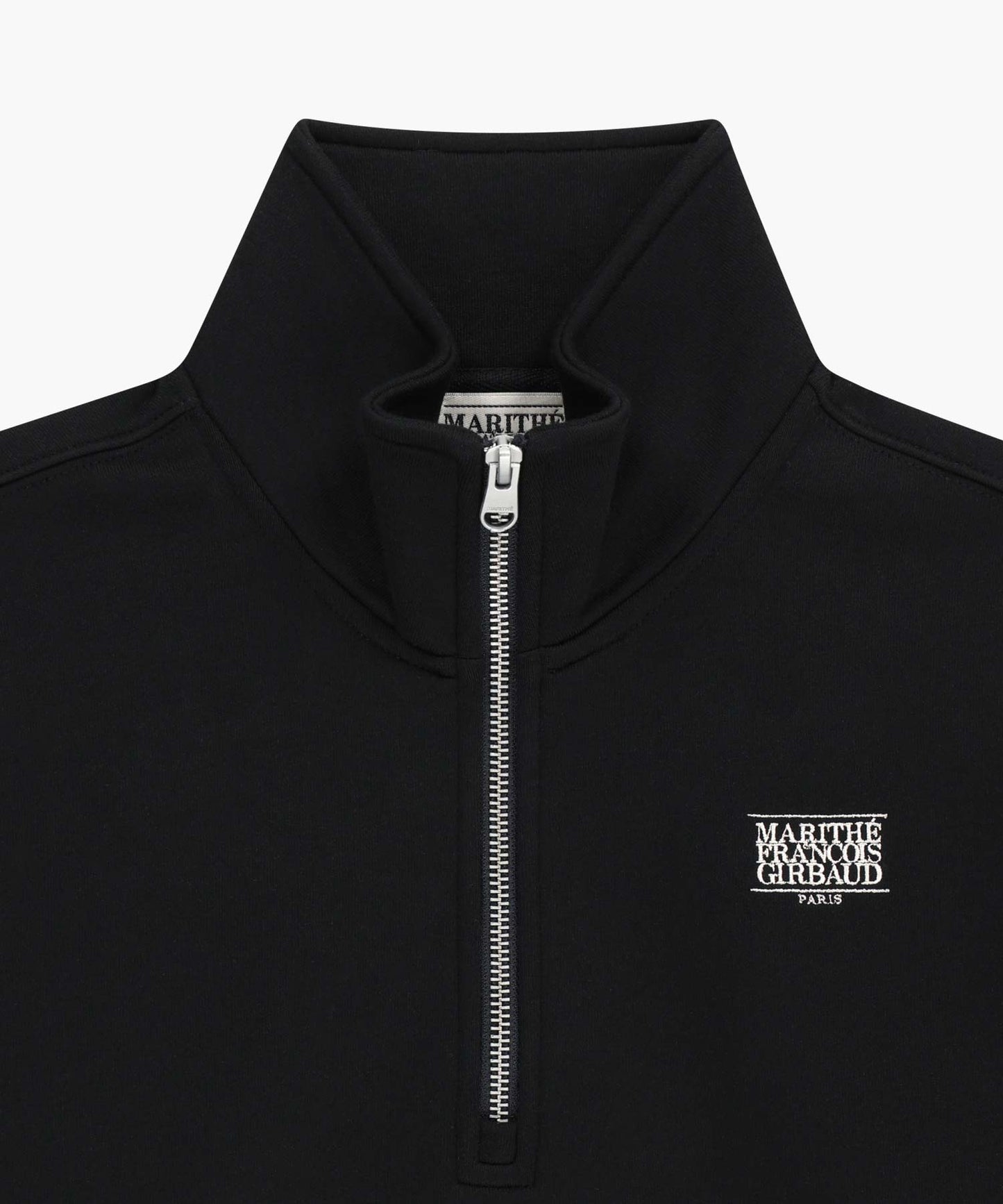 W SMALL CLASSIC LOGO HALF ZIPUP CROP SWEATSHIRT black