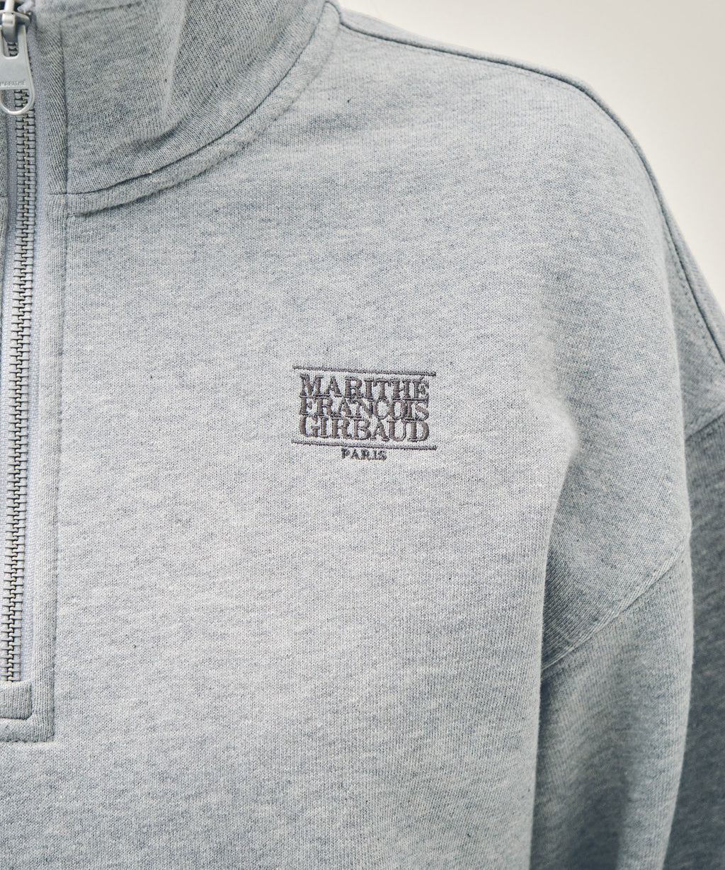 W SMALL CLASSIC LOGO HALF ZIPUP CROP SWEATSHIRT heather gray