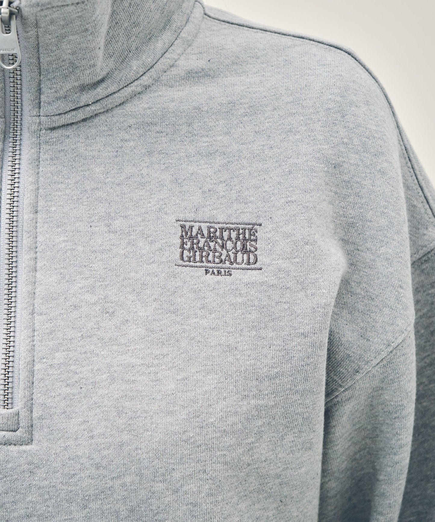 W SMALL CLASSIC LOGO HALF ZIPUP CROP SWEATSHIRT heather gray