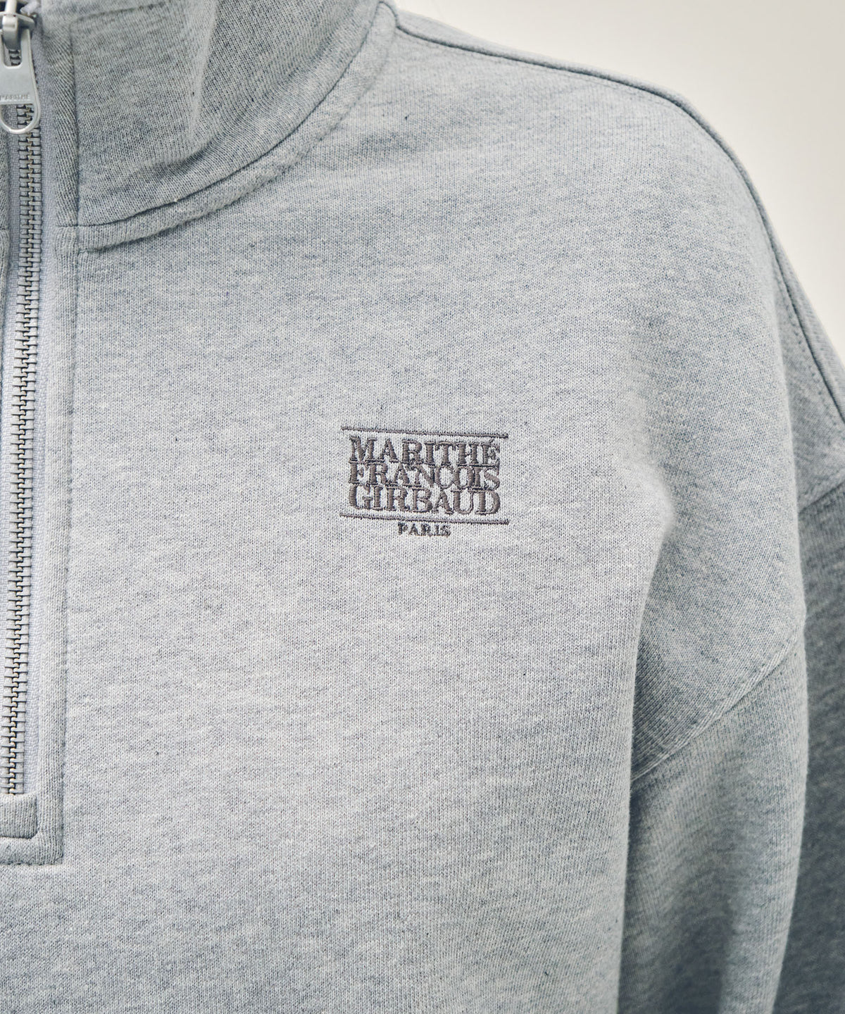 W SMALL CLASSIC LOGO HALF ZIPUP CROP SWEATSHIRT heather gray
