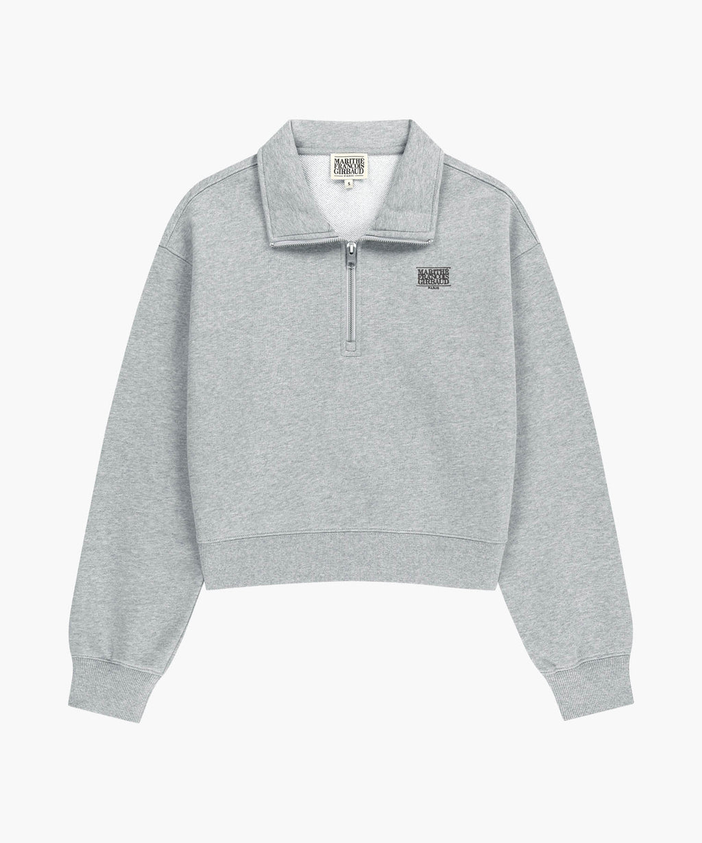 W SMALL CLASSIC LOGO HALF ZIPUP CROP SWEATSHIRT heather gray