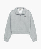 W SMALL CLASSIC LOGO HALF ZIPUP CROP SWEATSHIRT heather gray