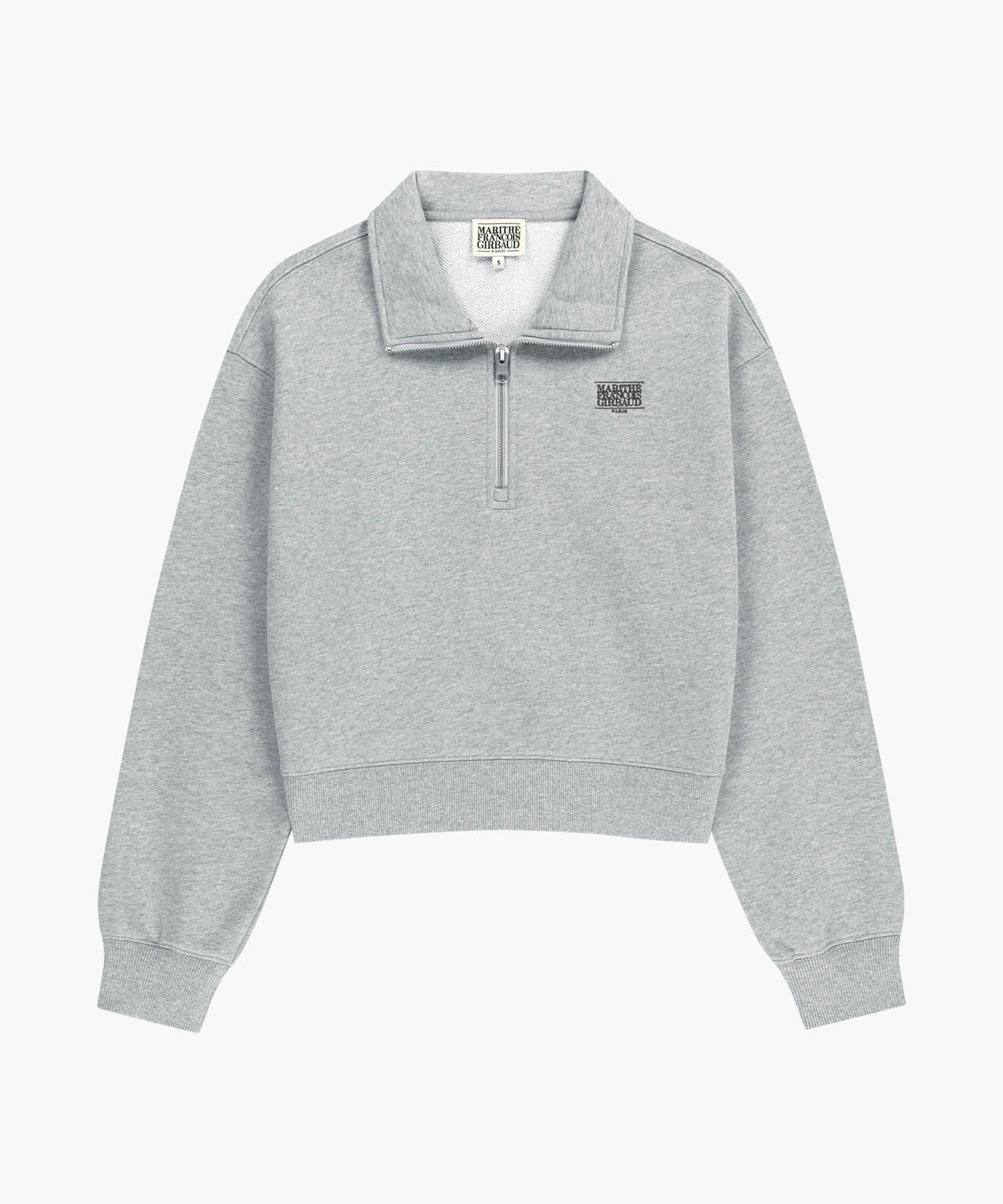 W SMALL CLASSIC LOGO HALF ZIPUP CROP SWEATSHIRT heather gray