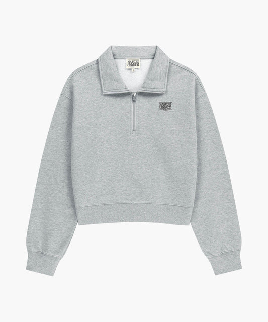 W SMALL CLASSIC LOGO HALF ZIPUP CROP SWEATSHIRT heather gray