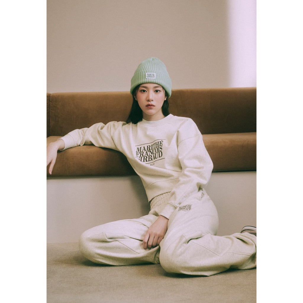 W CLASSIC LOGO CROP SWEATSHIRT oatmeal