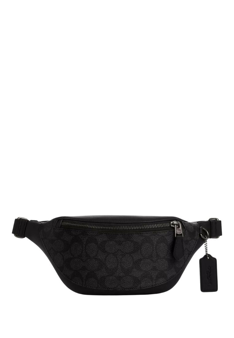 Warren Mini Belt Bag in Signature Canvas Gunmetal Charcoal Black
