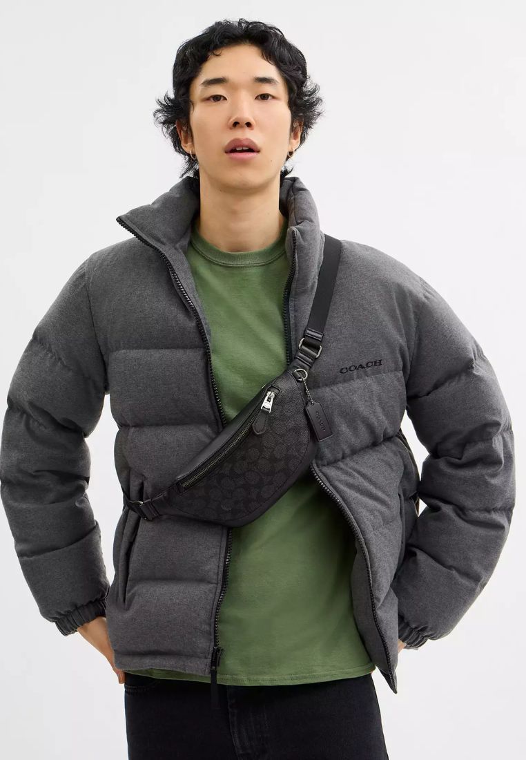 Warren Mini Belt Bag in Signature Canvas Gunmetal Charcoal Black