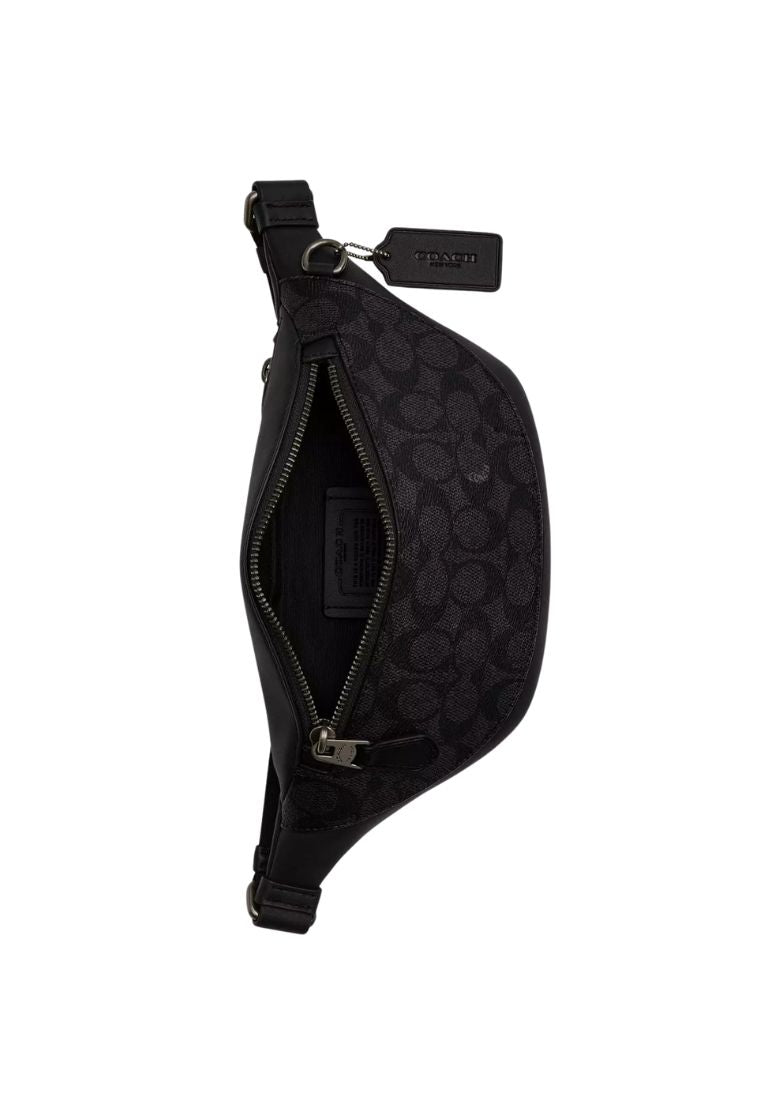 Warren Mini Belt Bag in Signature Canvas Gunmetal Charcoal Black