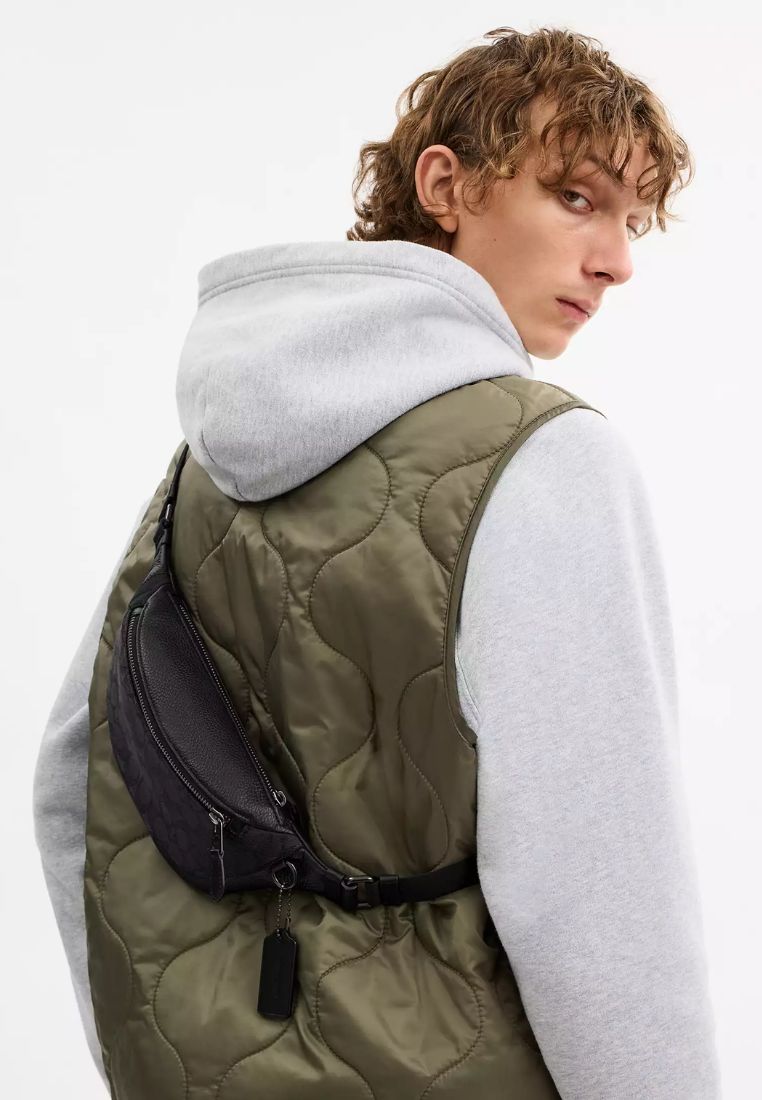 Warren Mini Belt Bag in Signature Jacquard Black Copper Black