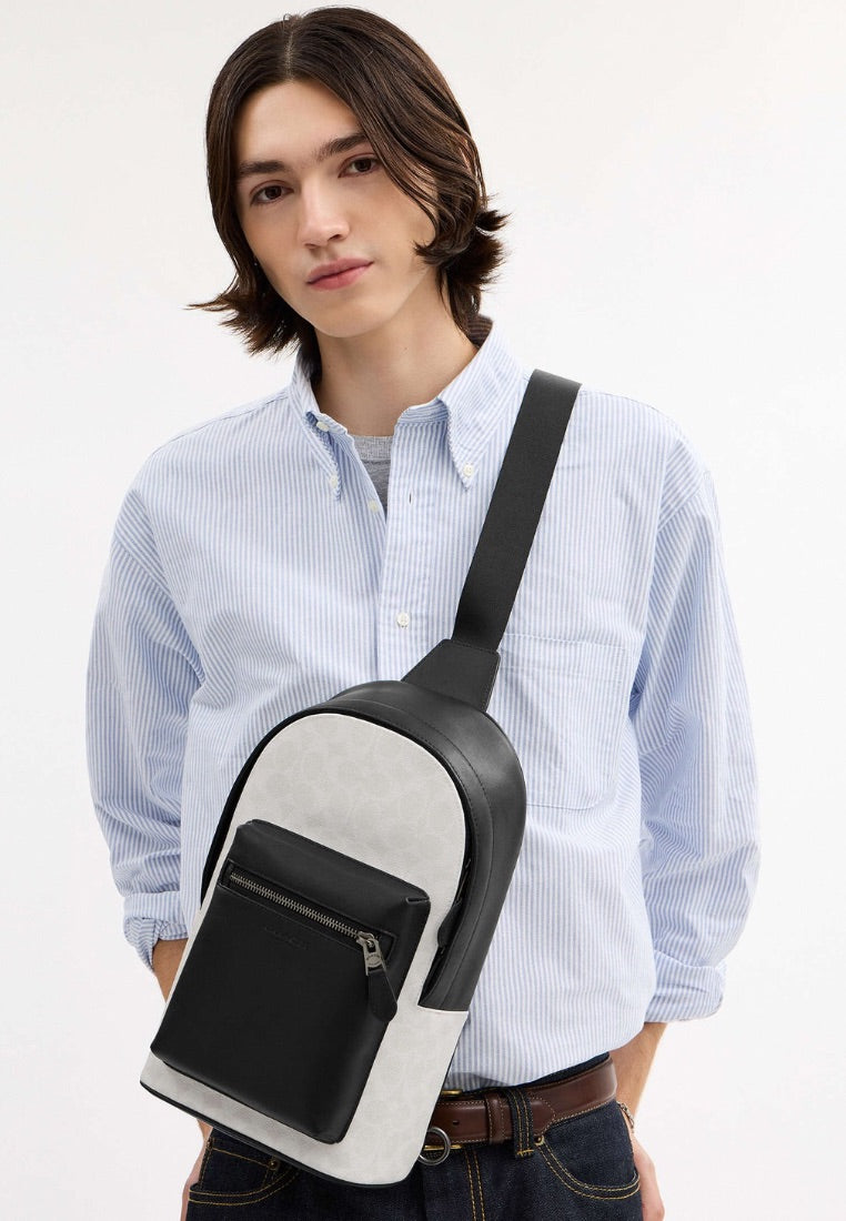 West Pack In Signature Canvas Gunmetal Chalk Black