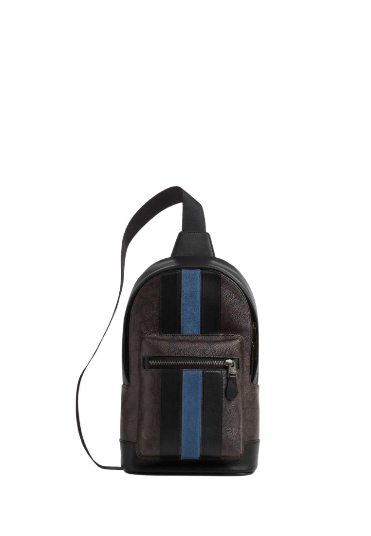 West Pack In Signature Canvas With Varsity Stripe Gunmetal
