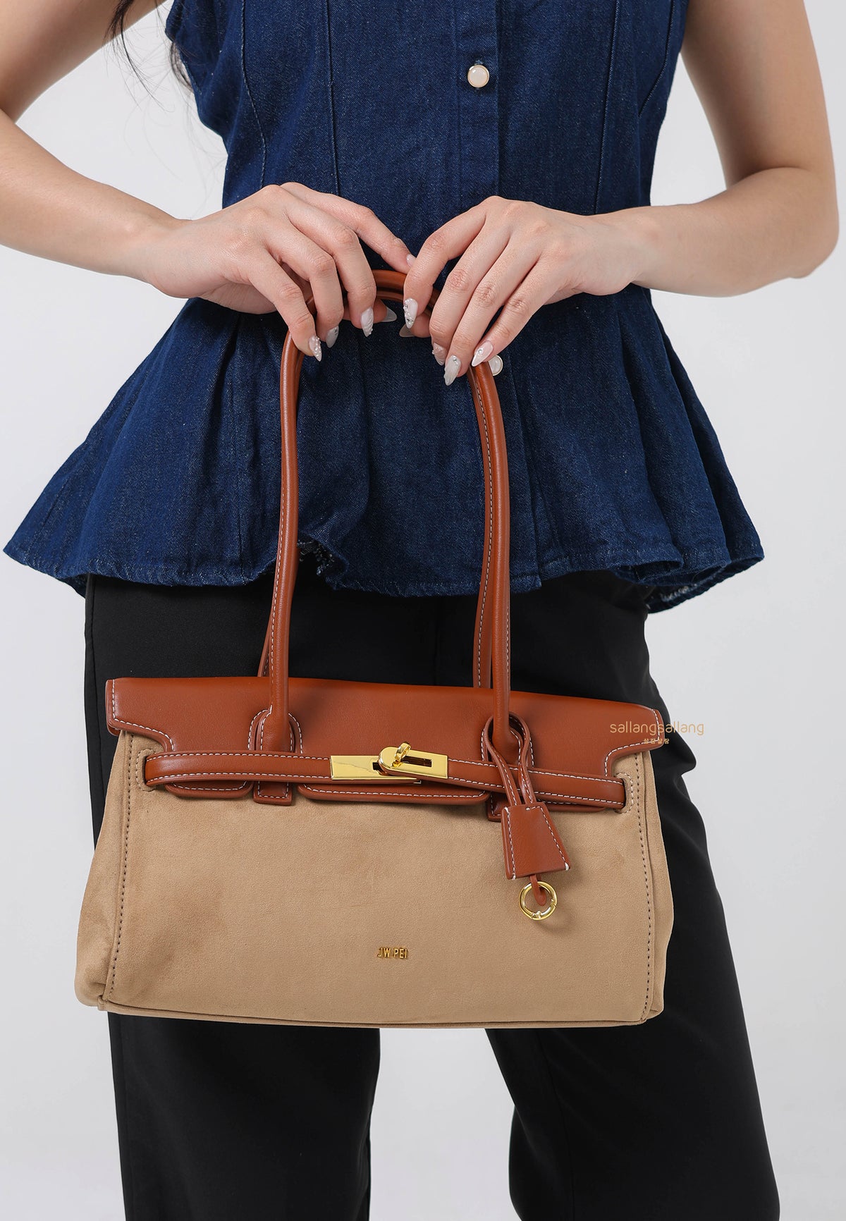 Yara Faux Suede Shoulder Bag - Brown