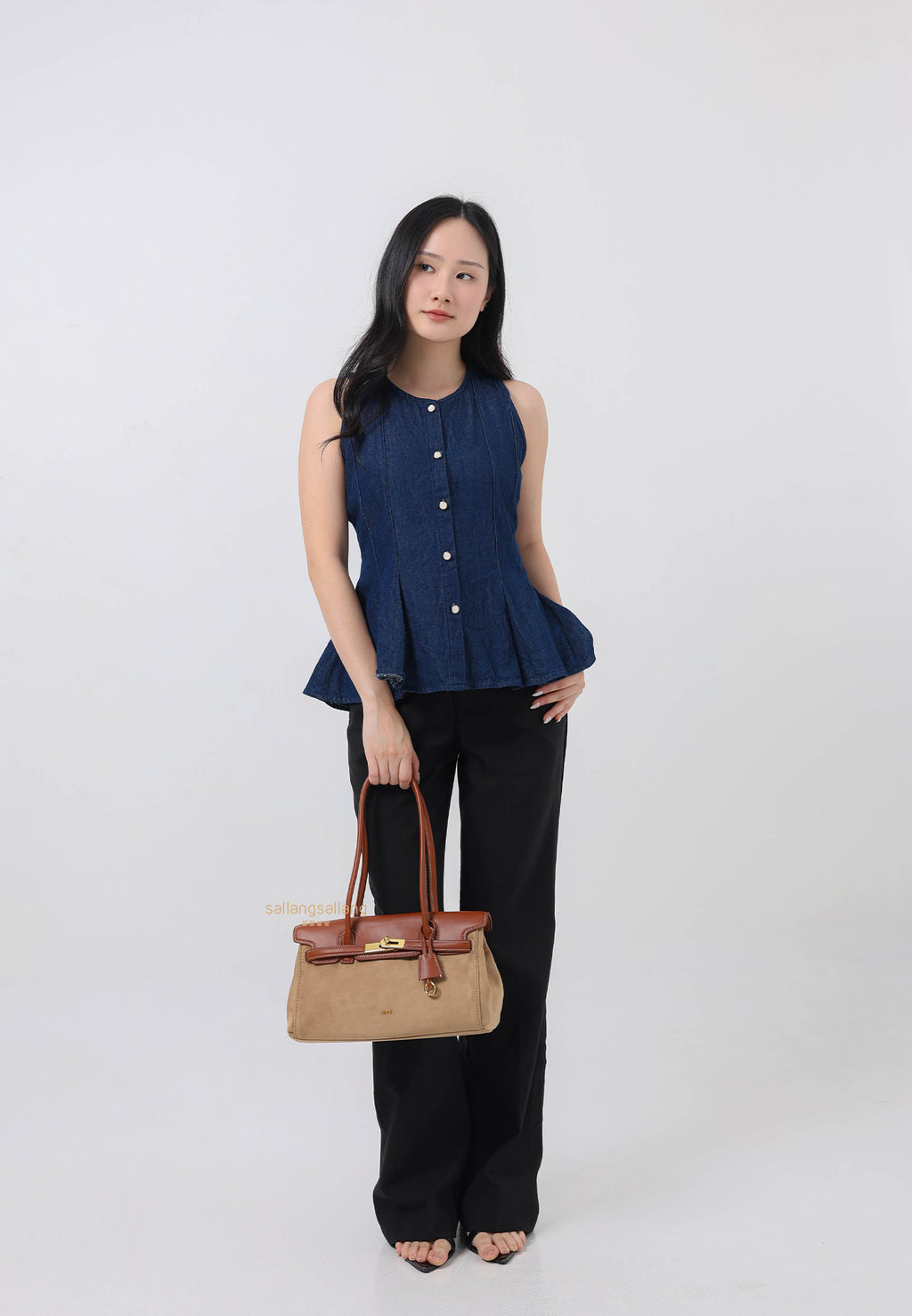 Yara Faux Suede Shoulder Bag - Brown