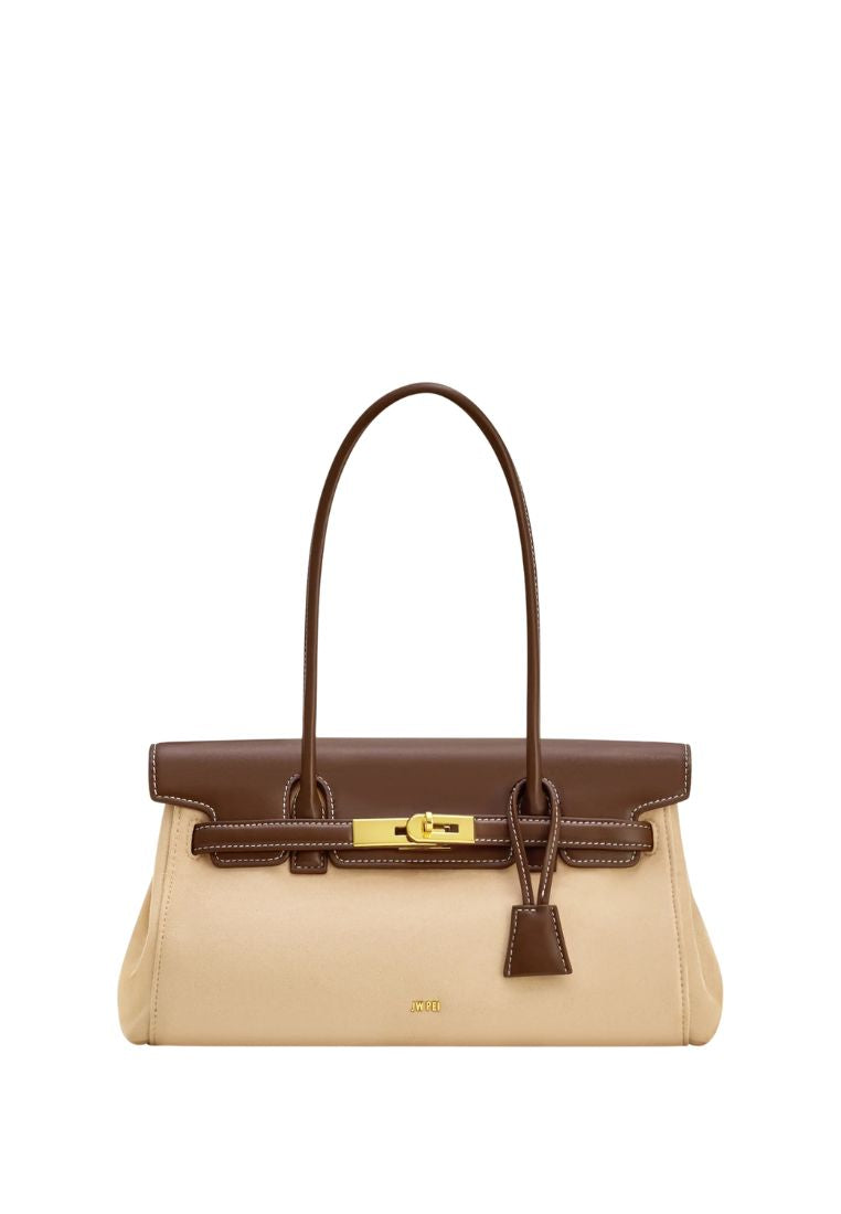 Yara Faux Suede Shoulder Bag - Dark Brown