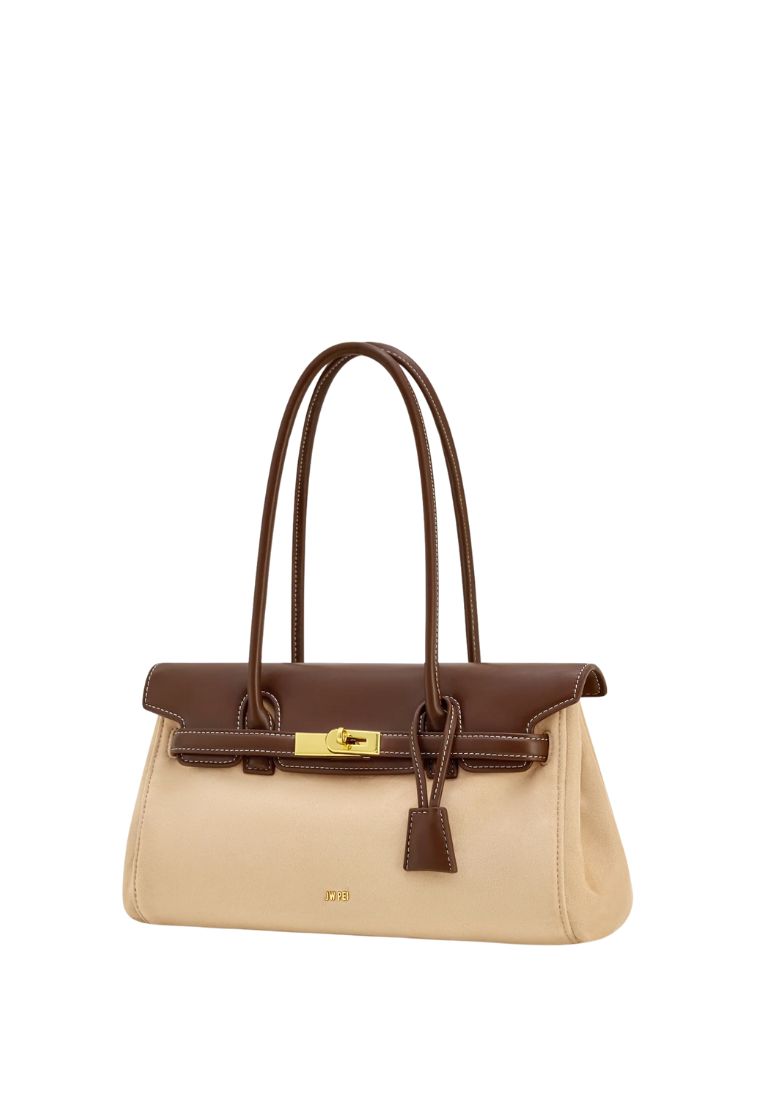 Yara Faux Suede Shoulder Bag - Dark Brown