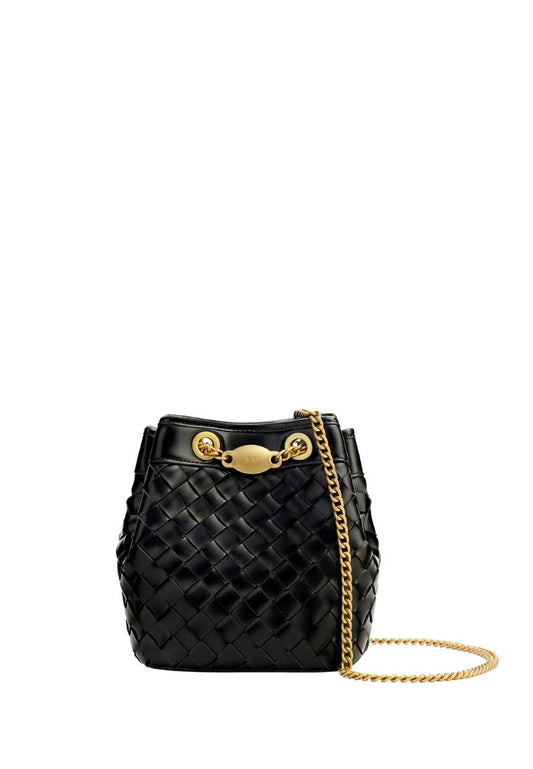 Yara Hand-Woven Bucket Bag - Black