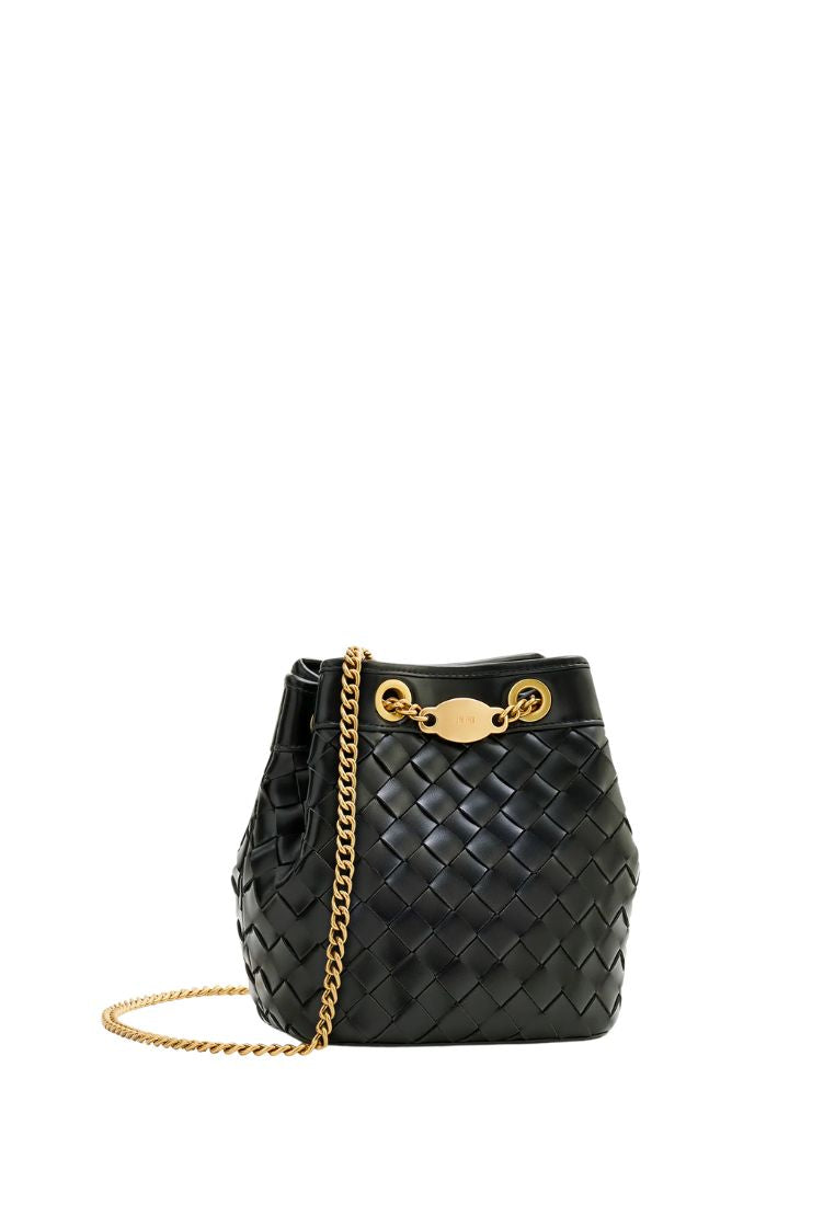 Yara Hand-Woven Bucket Bag - Black
