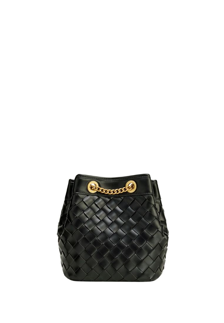 Yara Hand-Woven Bucket Bag - Black