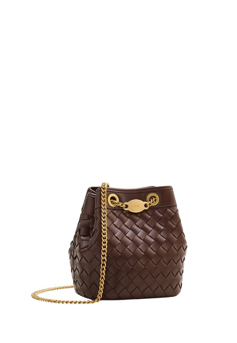 Yara Hand-Woven Bucket Bag - Dark Brown