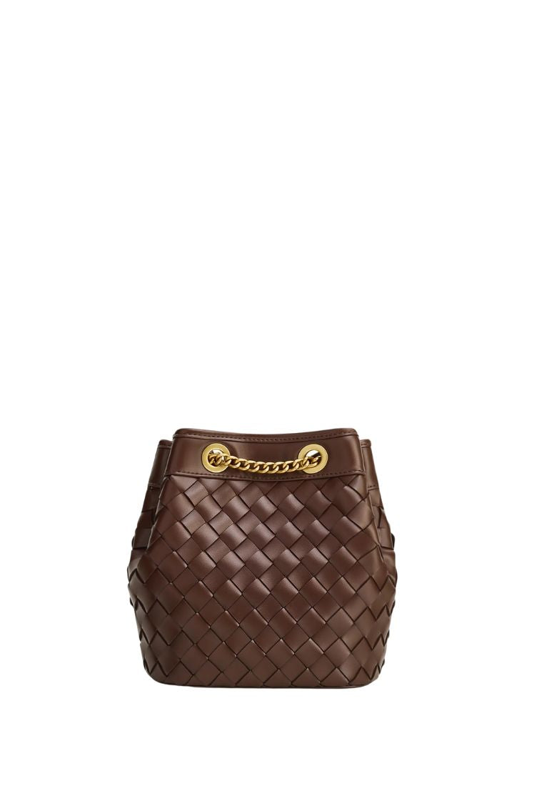 Yara Hand-Woven Bucket Bag - Dark Brown