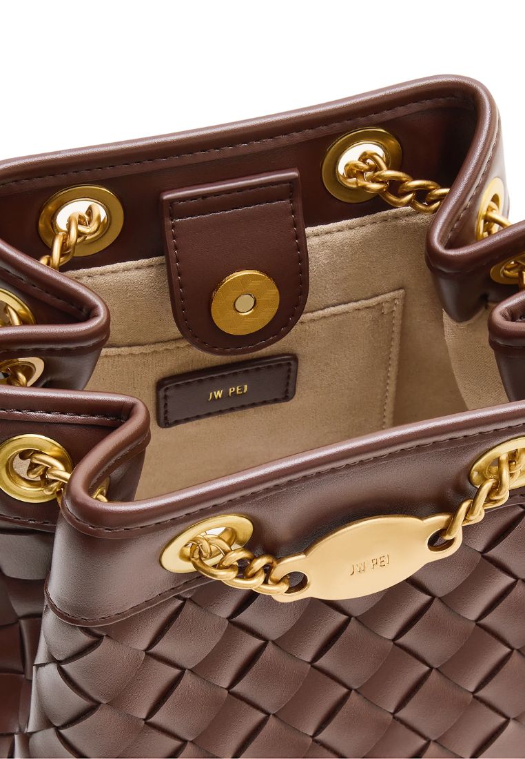 Yara Hand-Woven Bucket Bag - Dark Brown