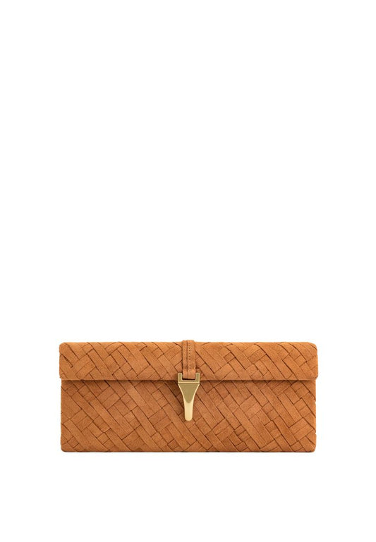 Zaria Woven Clutch - Brown