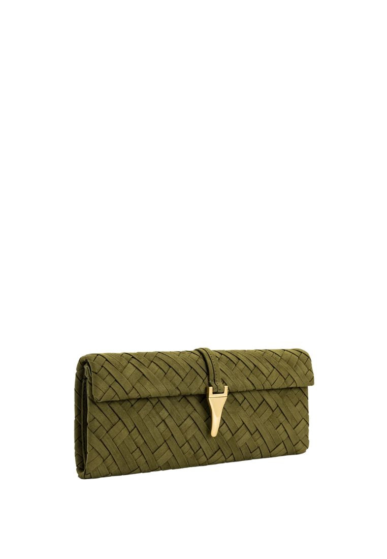 Zaria Woven Clutch - Dark Olive