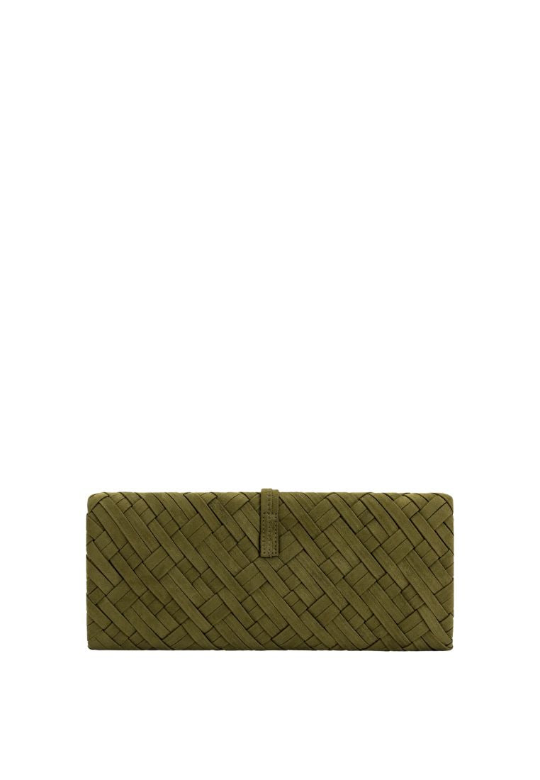 Zaria Woven Clutch - Dark Olive