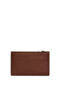 Zip Card Case Gunmetal Saddle