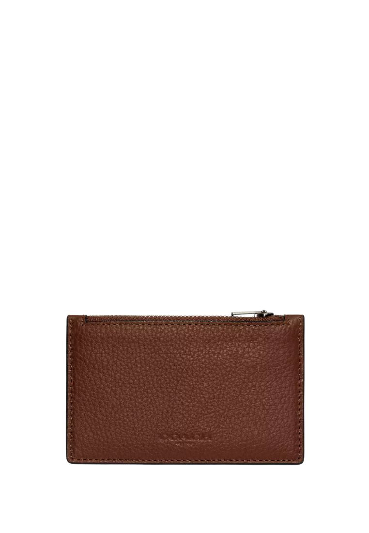 Zip Card Case Gunmetal Saddle