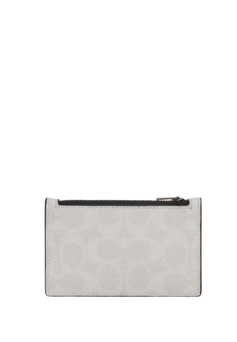 Zip Card Case In Signature Canvas Chalk & Black