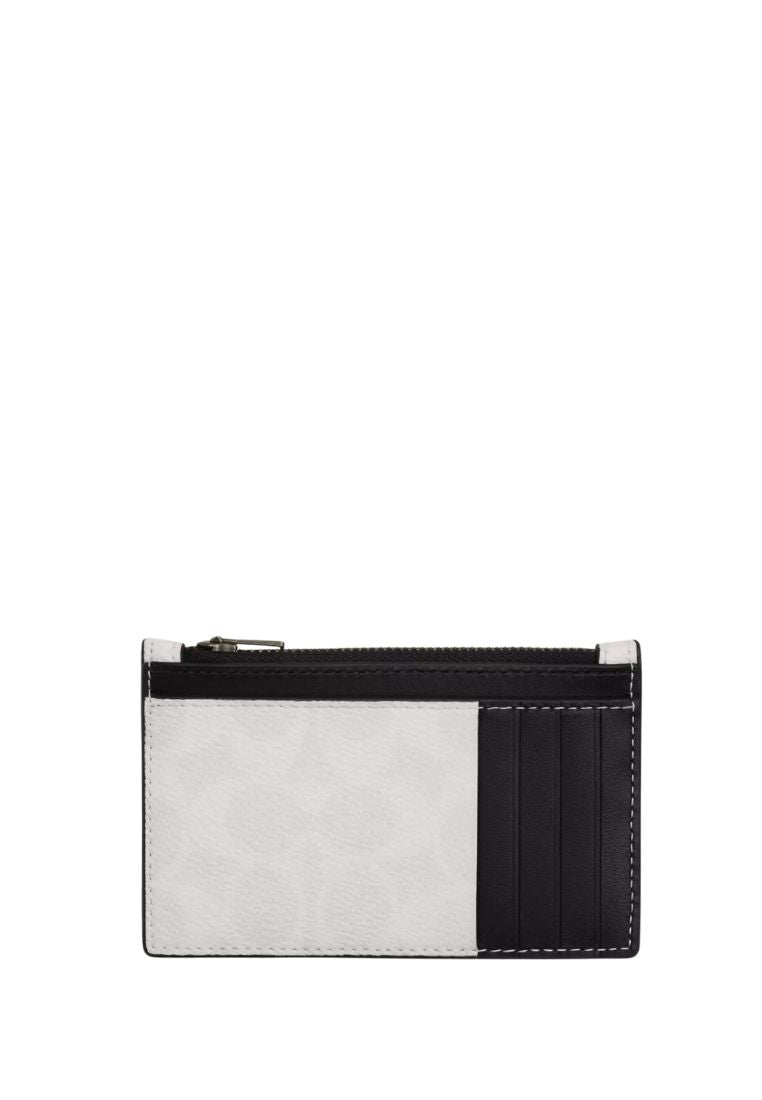 Zip Card Case In Signature Canvas Chalk & Black