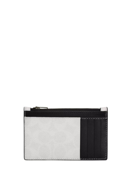 Zip Card Case In Signature Canvas Chalk & Black