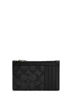 Zip Card Case In Signature Canvas Charcoal Black