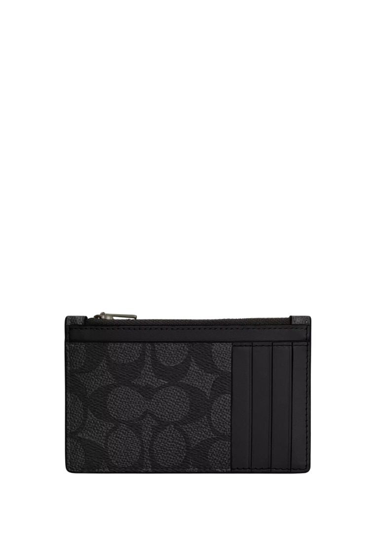 Zip Card Case In Signature Canvas Charcoal Black