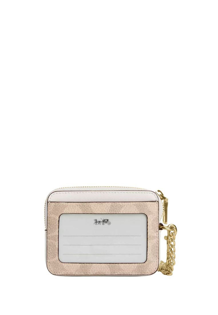 Zip Card Case In Signature Canvas Gold Sand Chalk