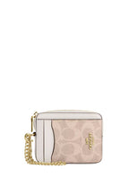Zip Card Case In Signature Canvas Gold Sand Chalk